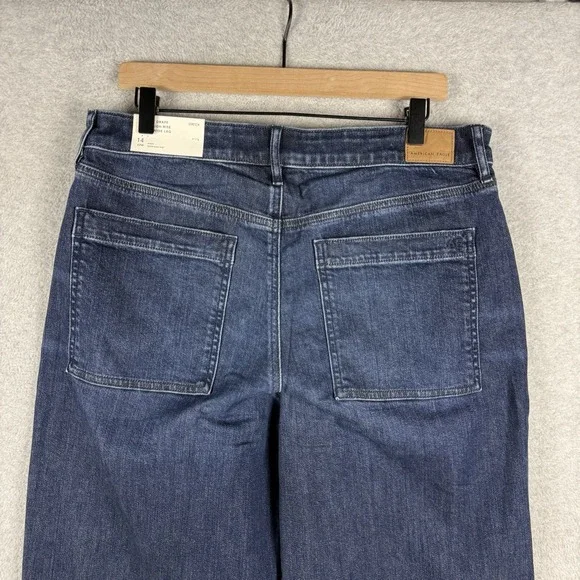 American Eagle Jeans Womens 14 Super High Rise Baggy Wide Leg Dark Wash NEW - Picture 3 of 13